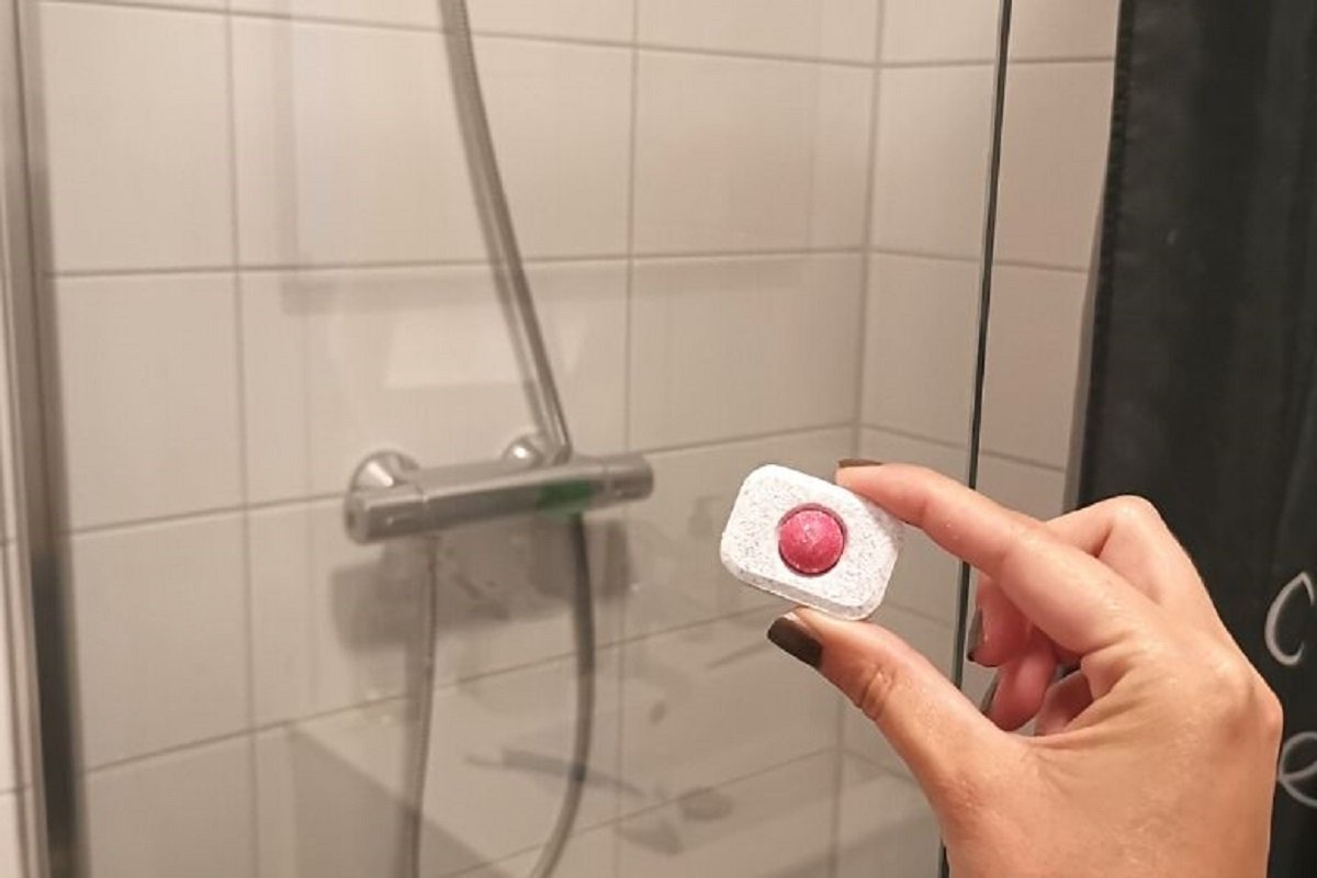 Clean your shower with a dishwasher tablet